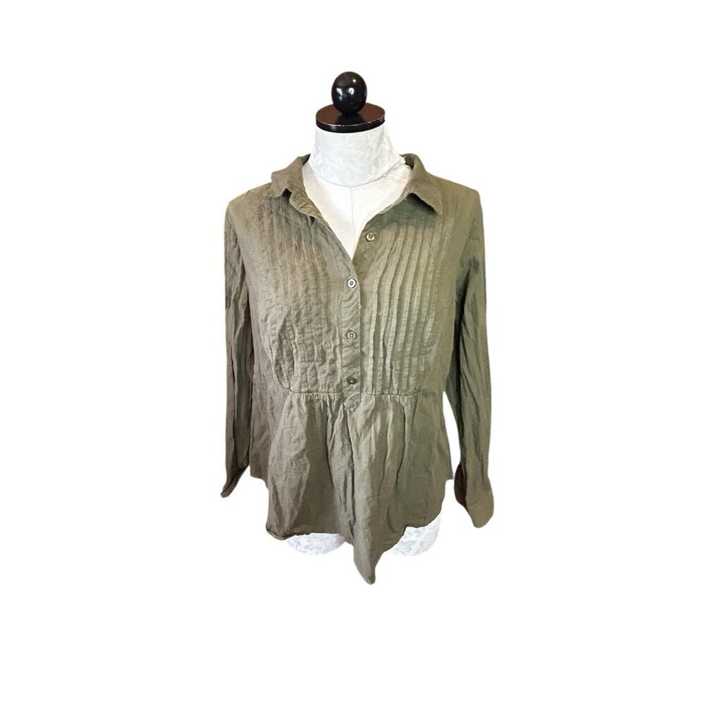 Torrid Size 0 (XL), Olive Green‎ Long Sleeve Roll Tab Knit Tunic Top Collared